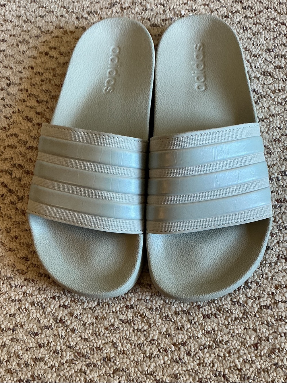 adidas Women’s Light Gray Adilette Slide Sandals